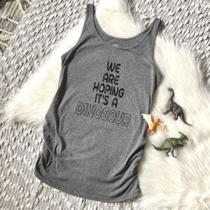 (Maternity) Grey Funny Dinosaur Tank Top